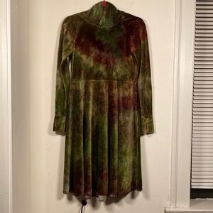 Mama Hen Design Emerald Green Velvet Hooded Dress Sz XS Forest Nymph Whimsical
